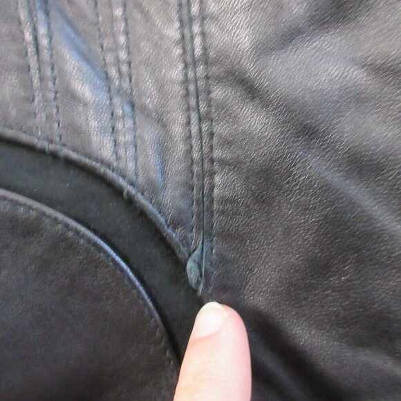 Tahari Leather Wrap Jacket Women M Black Moto Asymmetrical Biker Grunge 844 - Picture 8 of 16